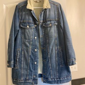 Jean fur lined long coat